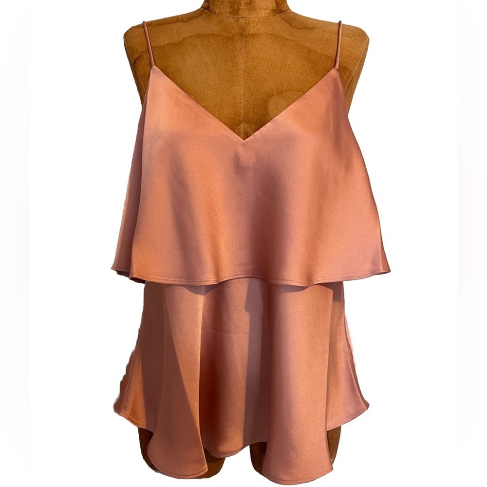 NWOT Express Satin Elegant Soft Pink Layered Women's Top M